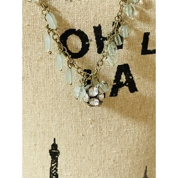 J Crew 34” Long Chain Necklace With Round Aqua Color Glass Bubble Beads - Picture 3 of 5